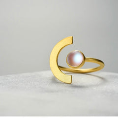 LEDA STERLING SILVER HALF MOON RING