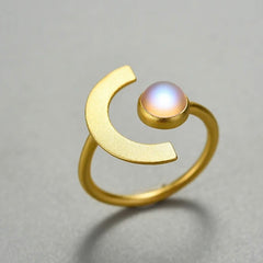 LEDA STERLING SILVER HALF MOON RING