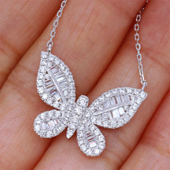 CELIA STERLING SILVER BLING BUTTERFLY PENDENT NECKLACE