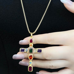 ADALYN MULTI COLOR CROSS NECKLACE