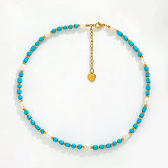 SERENA TURQUOISE FRESHWATER PEARLS BEAD NECKLACE