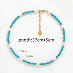 SERENA TURQUOISE FRESHWATER PEARLS BEAD NECKLACE