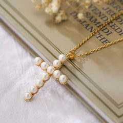 MAGDELENE PEARL CROSS NECKLACE
