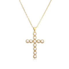 MAGDELENE PEARL CROSS NECKLACE