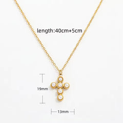 ARLETTE DAINTY PEARL CROSS NECKLACE