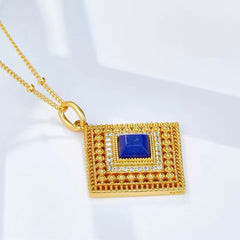YARELI LAPIS GOLD PENDENT NECKLACE