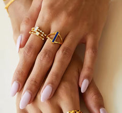 ANGELINE LAPIS LAZULI BAR OPEN FACE RING