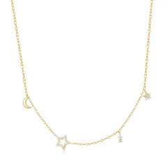 GEORGIA STERLING SILVER MOON AND STAR NECKLACE