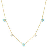 TRINA STERLING SILVER TURQUOISE DAINTY FLOWER NECKLACE