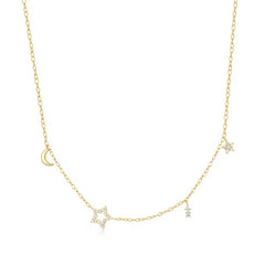 GEORGIA STERLING SILVER MOON AND STAR NECKLACE