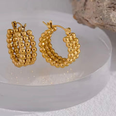 HALEY GOLD BEAD HOOP EARRINGS