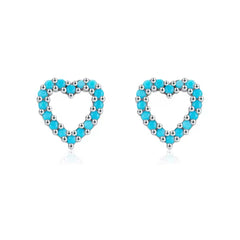 CELESTINA STERLING SILVER TURQUOISE HEART STUD EARRINGS