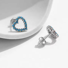 CELESTINA STERLING SILVER TURQUOISE HEART STUD EARRINGS