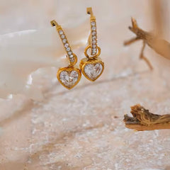 CARLA CZ HEART DANGLE EARRINGS