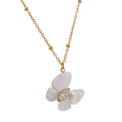 JULIA NATURAL SHELL CZ BUTTERFLY NECKLACE
