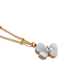 JULIA NATURAL SHELL CZ BUTTERFLY NECKLACE