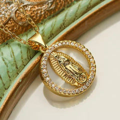 VIRGIN MARY CUBIC ZIRCONIA NECKLACE