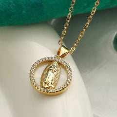 VIRGIN MARY CUBIC ZIRCONIA NECKLACE
