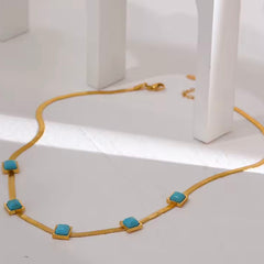 MARGOT TURQUOISE HERRINGBONE NECKLACE