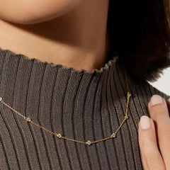 META STERLING SILVER 7 STONE NECKLACE