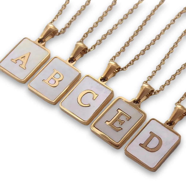 RAFELLA MOTHER OF PEARL INITIAL NECKLACE