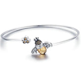 RAQUEL STERLING SILVER BEE BANGLE BRACELET