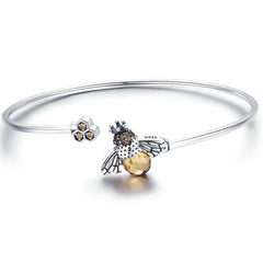 RAQUEL STERLING SILVER BEE BANGLE BRACELET
