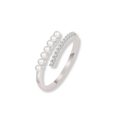 PEARLA STERLING SILVER PEARL AND CUBIC ZIRCONIA RING