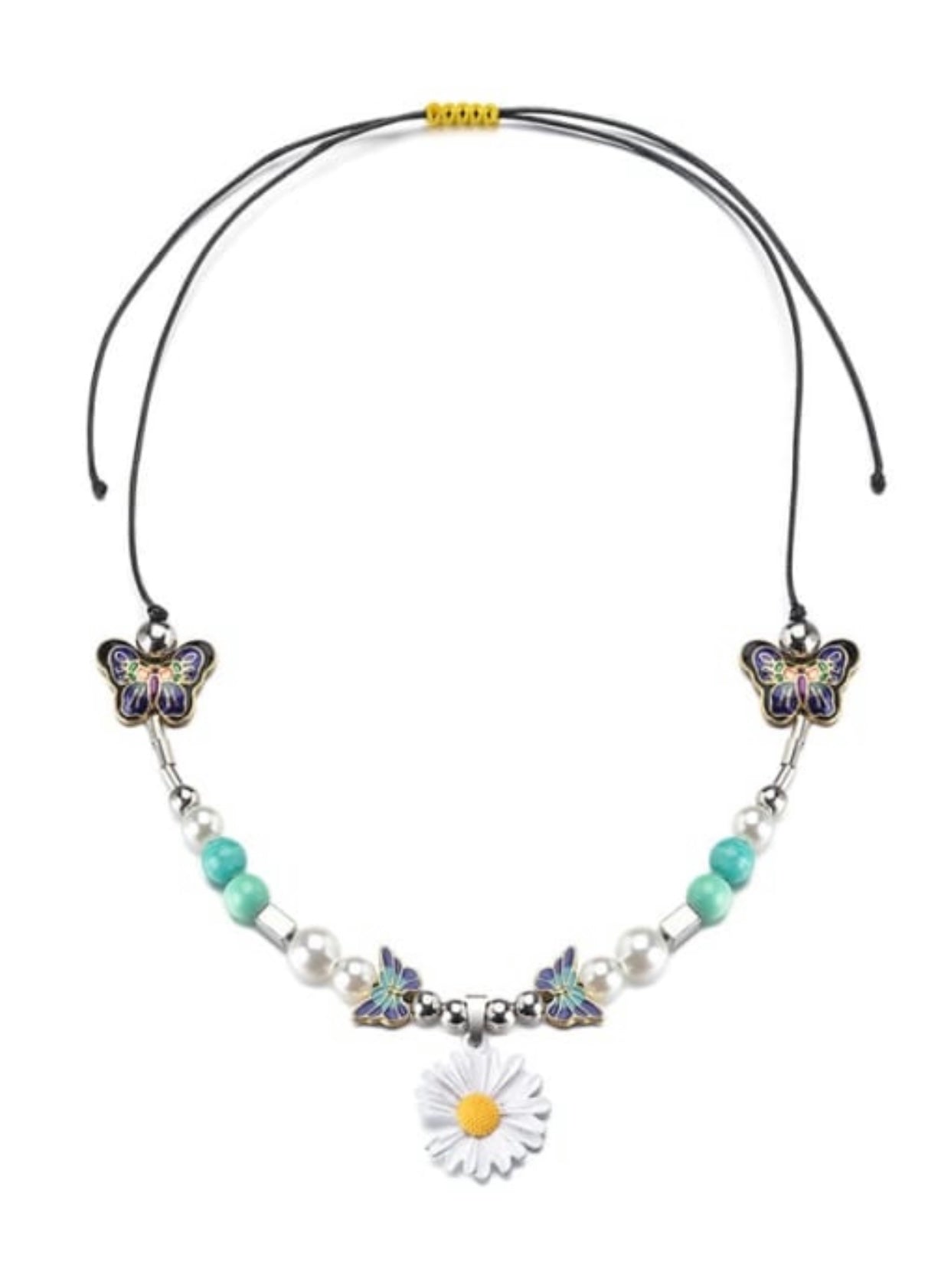 MADDALENA STERLING SILVER DAISY BUTTERFLY PEARL NECKLACE