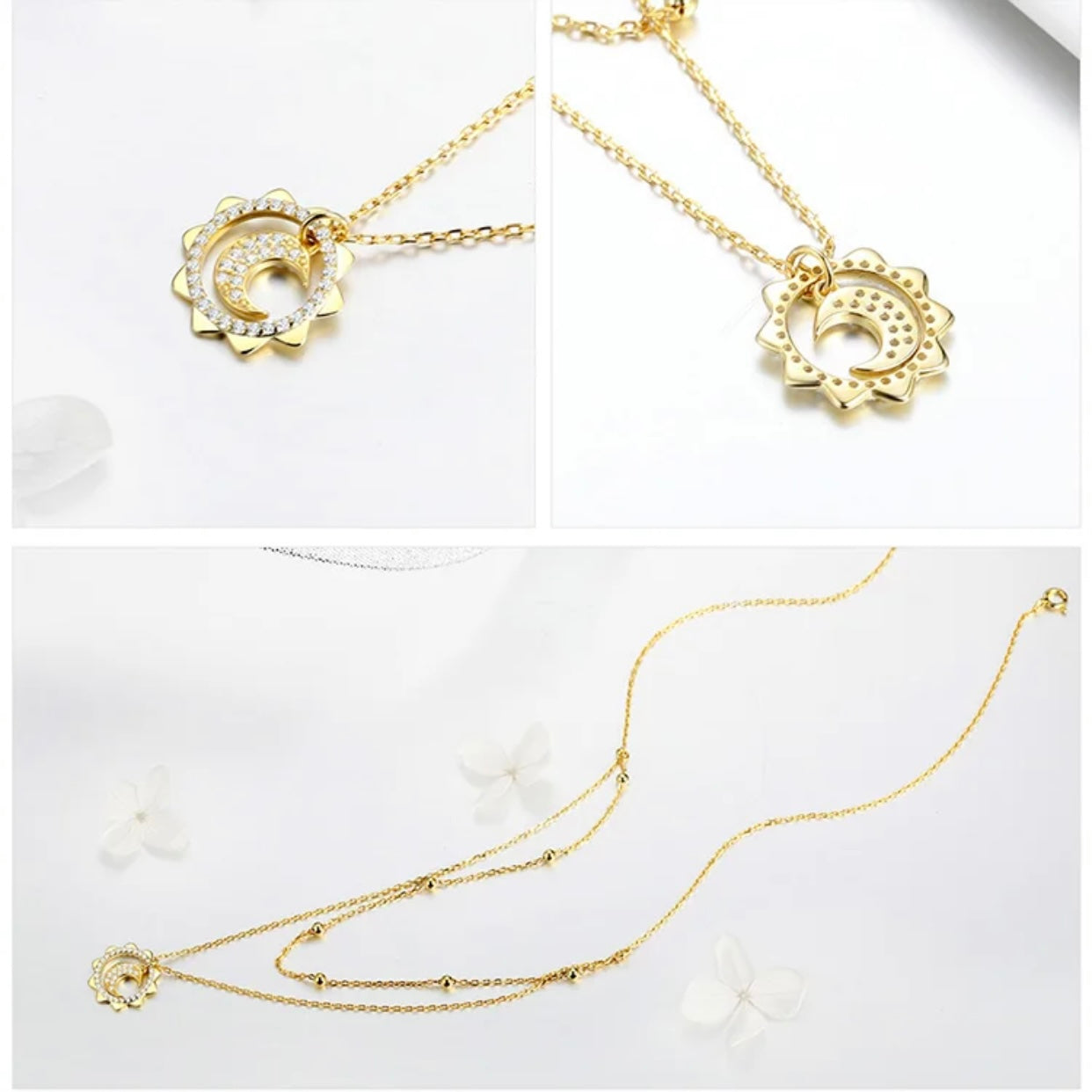 MARIANA STERLING SILVER SUN AND MOON PENDENT NECKLACE