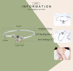 RAQUEL STERLING SILVER BEE BANGLE BRACELET