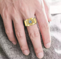 HERRAN 1CT SIGNET MOISSANITE DIAMOND RING