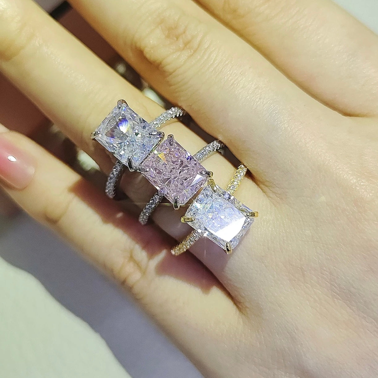 LIA STERLING SILVER MOISSANITE RADIANT CUT DIAMOND