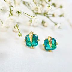 NERISSA EMERALD GREEN PARAIBA STUD EARRINGS