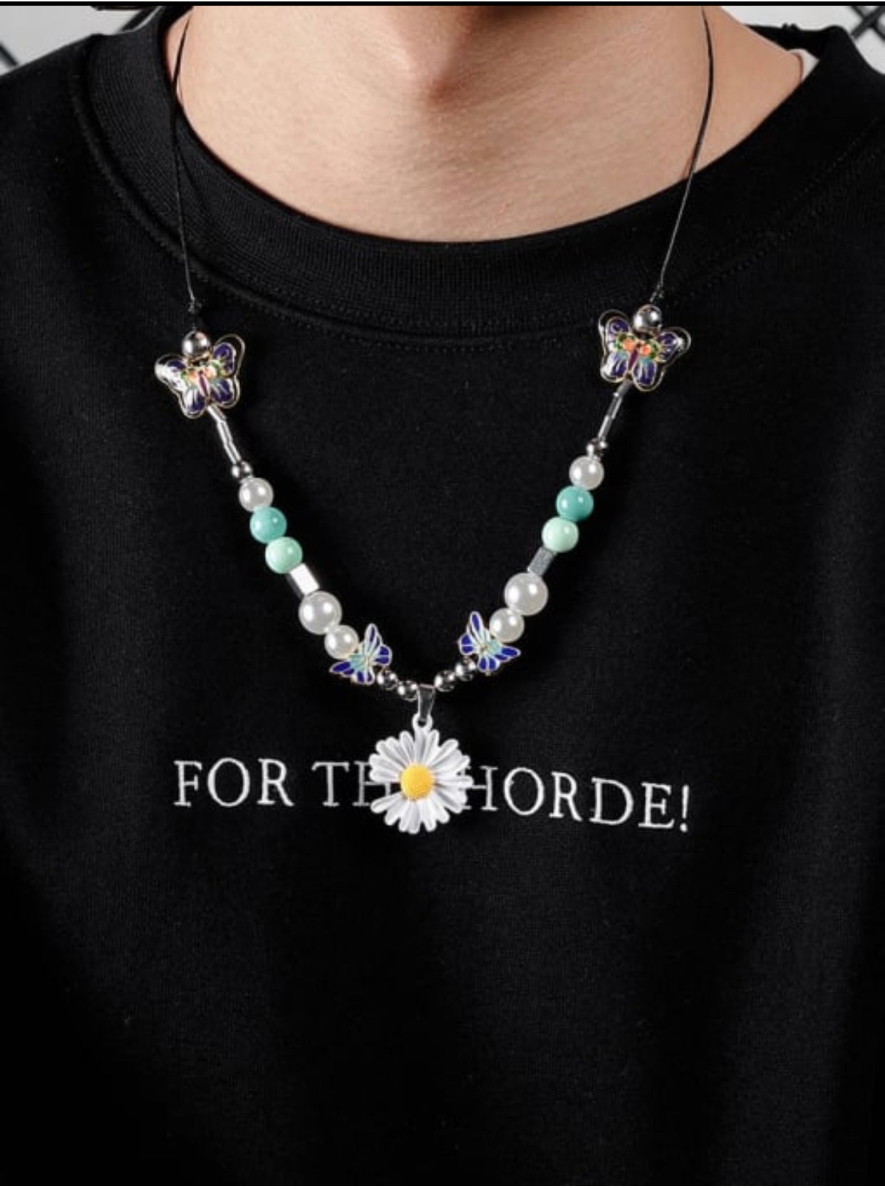 MADDALENA STERLING SILVER DAISY BUTTERFLY PEARL NECKLACE