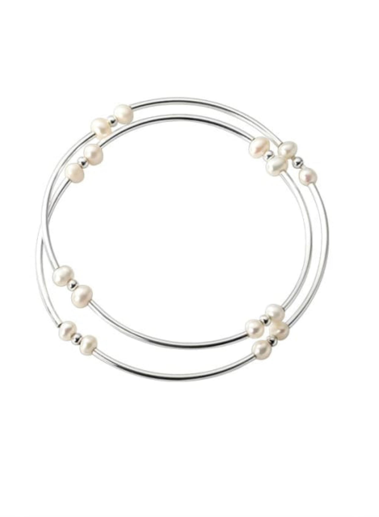 ELYSE STERLING SILVER PEARL BANGLE BRACELET