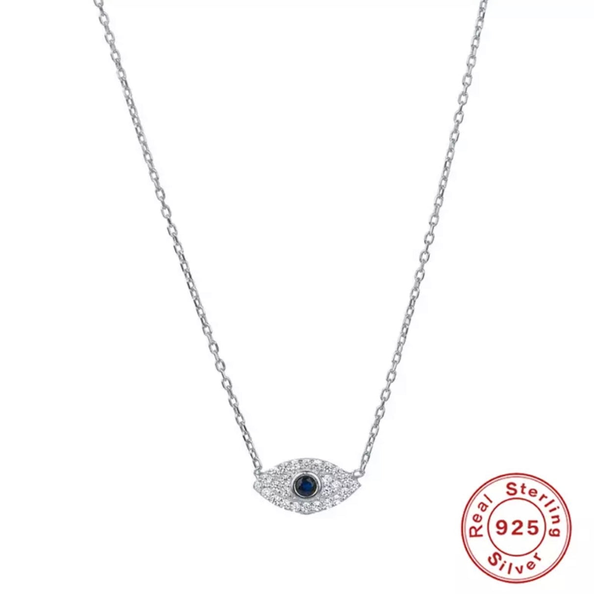AMARA STERLING SILVER EVIL EYE NECKLACE