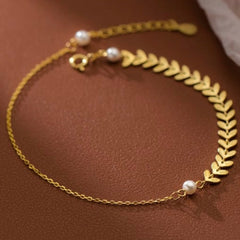 CASSANDRA STERLING SILVER ROMAN LEAF ANKLET