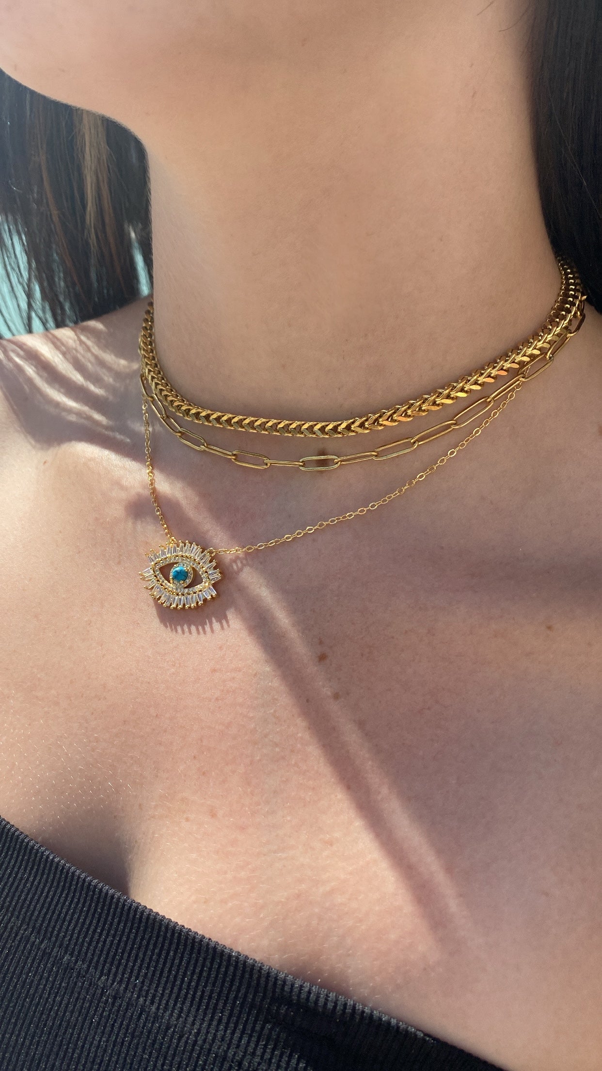 COSMIA EVIL EYE STERLING SILVER BLING NECKLACE