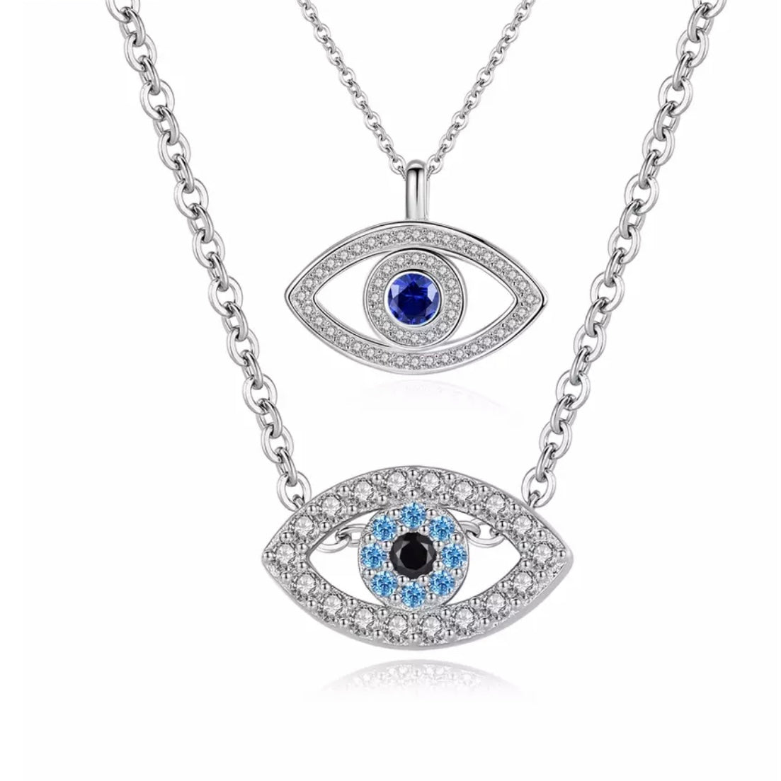 CAPRIA STERLING SILVER WITH CZ STONES EVIL EYE NECKLACE