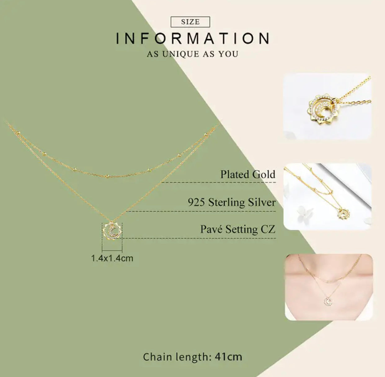MARIANA STERLING SILVER SUN AND MOON PENDENT NECKLACE