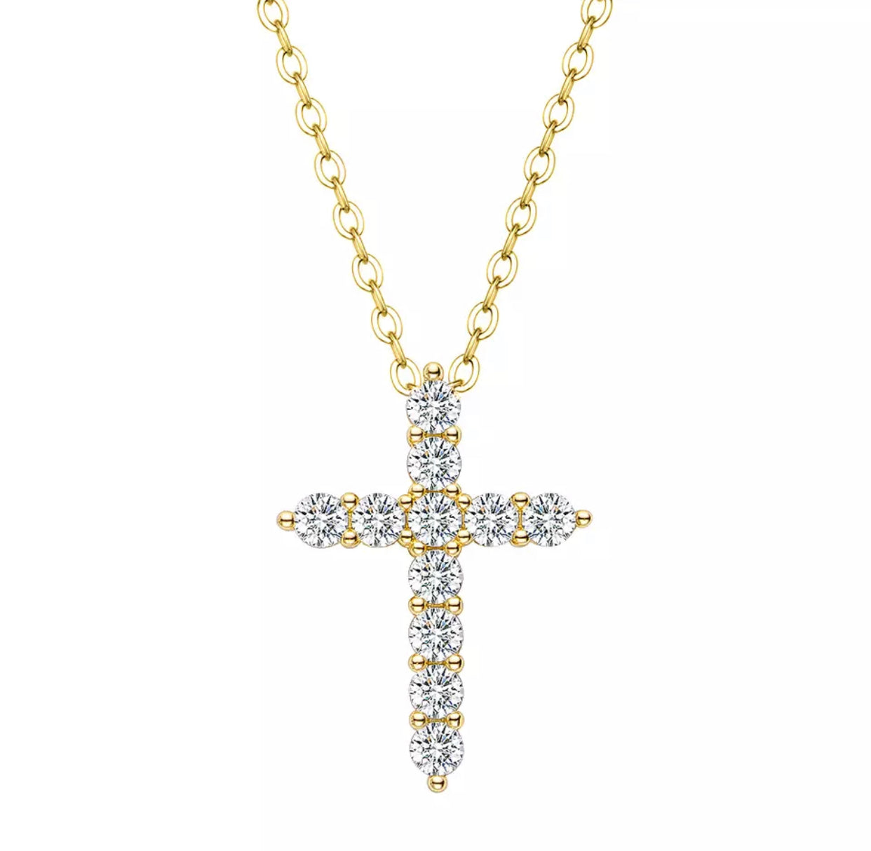 MEDORA STERLING SILVER MOISSANITE CROSS NECKLACE