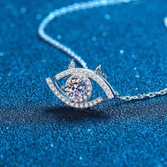 PETRINA STERLING SILVER MOISSANITE EVIL EYE PENDENT NECKLACE