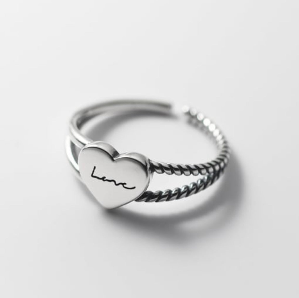 CECELIA ROPE CHAIN STERLING SILVER BAND LOVE RING