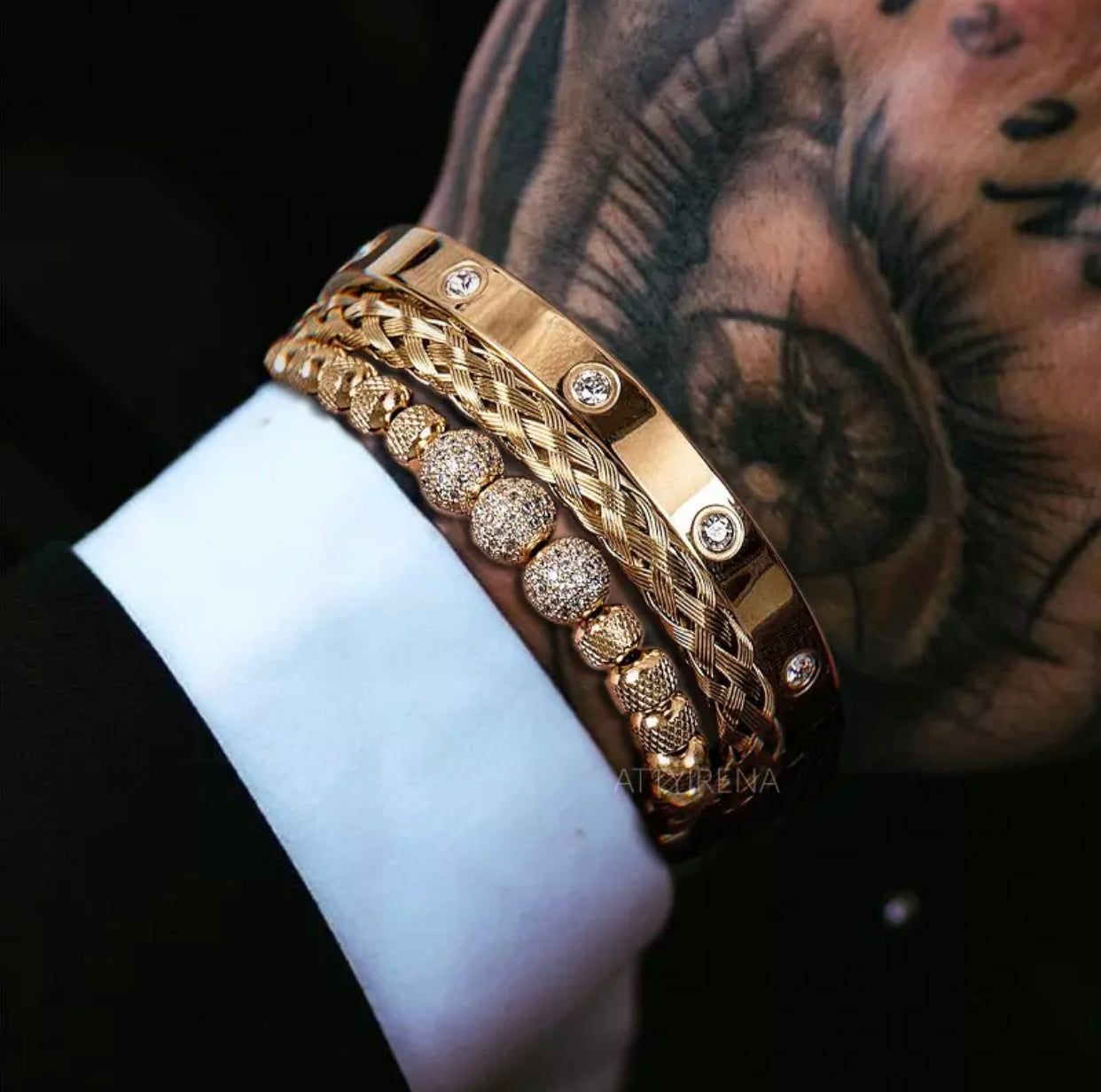 MATTEO 3 PIECE BEAD BLING BRACELET