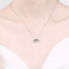 PETRINA STERLING SILVER MOISSANITE EVIL EYE PENDENT NECKLACE