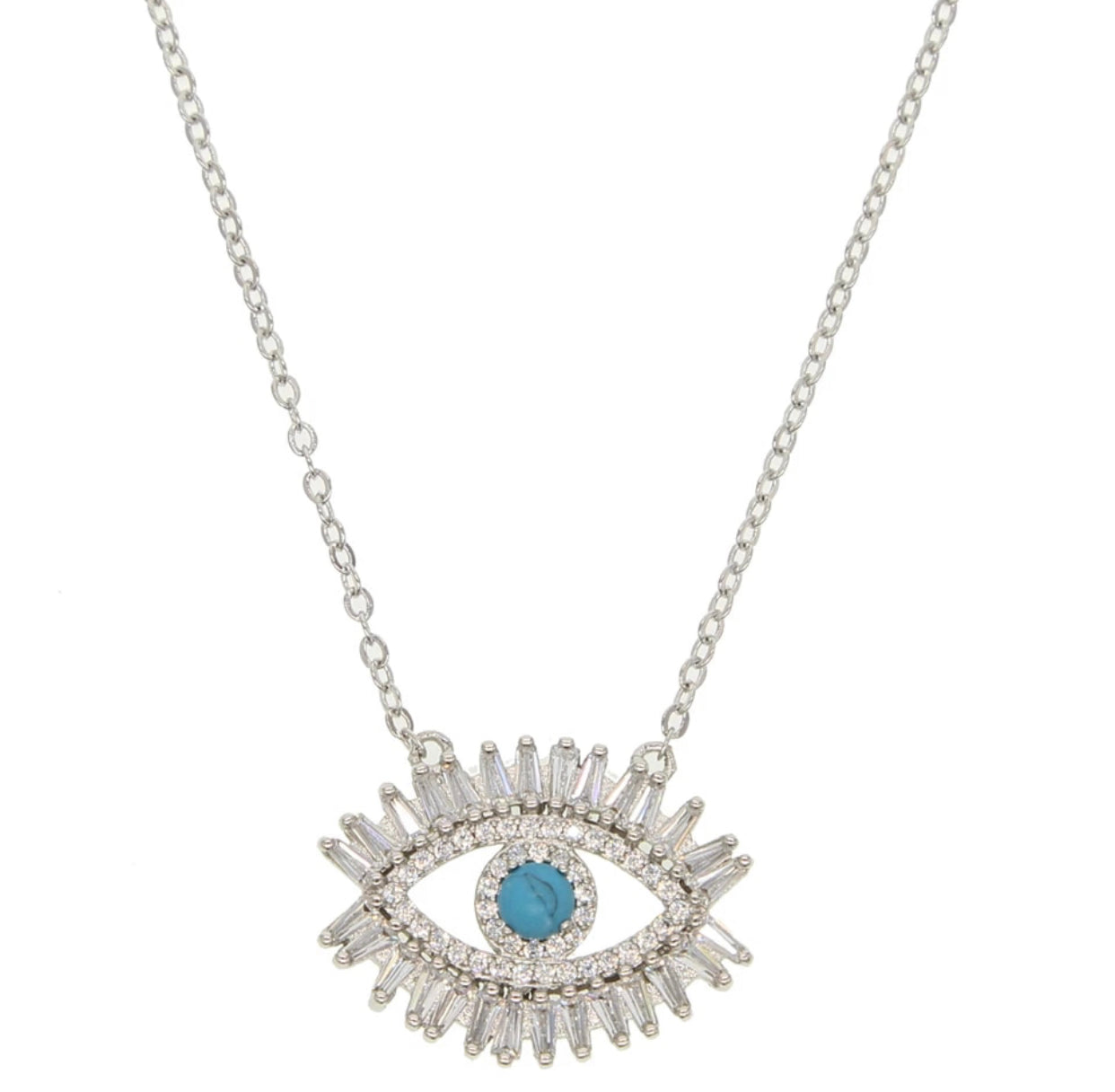 COSMIA EVIL EYE STERLING SILVER BLING NECKLACE