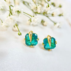 NERISSA EMERALD GREEN PARAIBA STUD EARRINGS