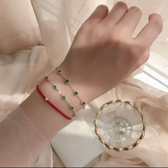 TRINITY STERLING SILVER  EMERALD  LINK BRACELET