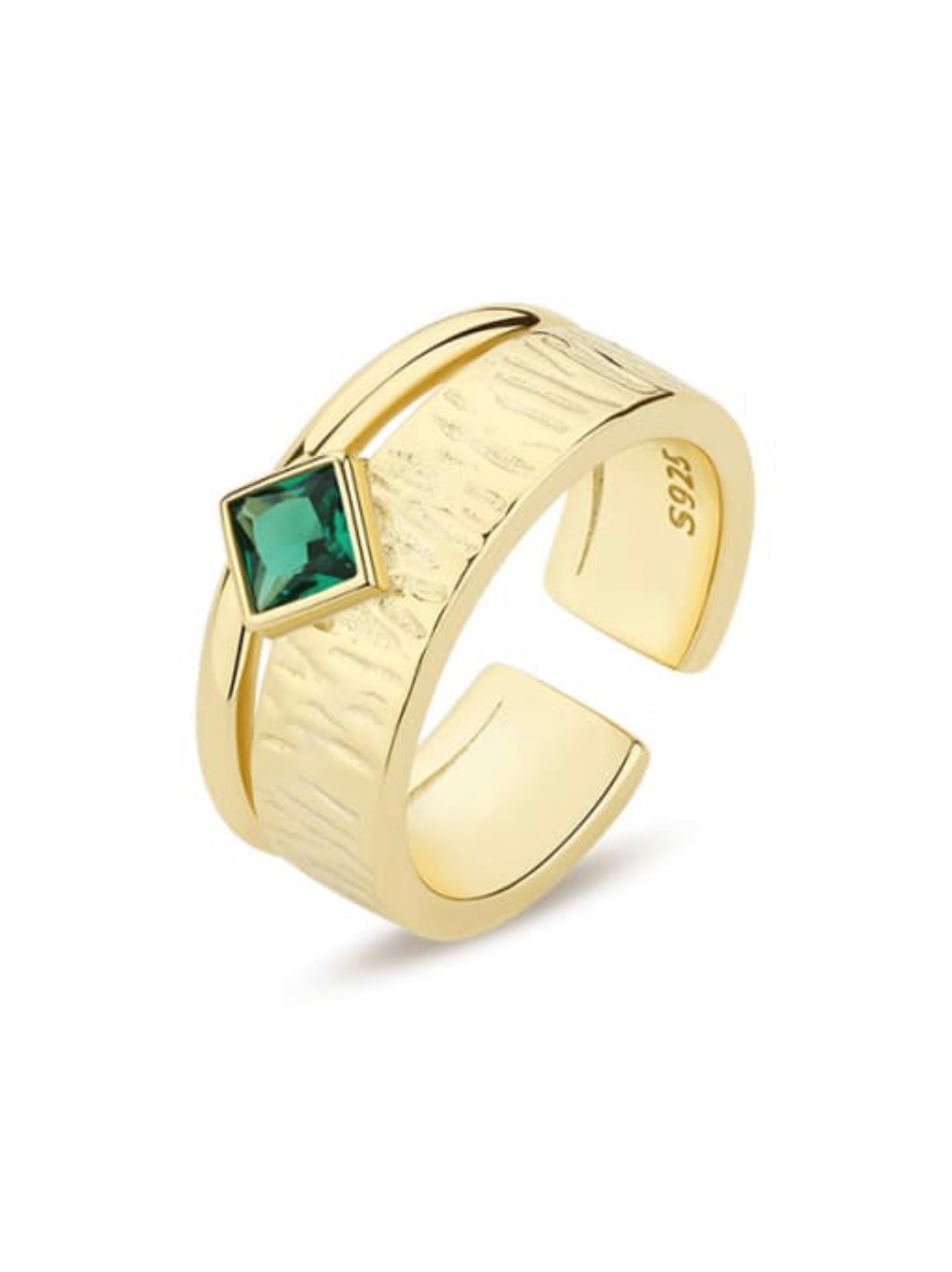 REA STERLING SILVER MARQUISE EMERALD GREEN RING